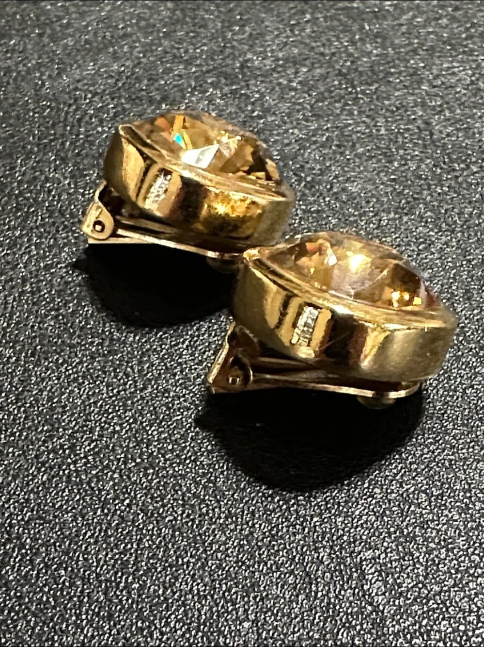 Christian Dior Gold Crystal Vintage Clip On Earrings